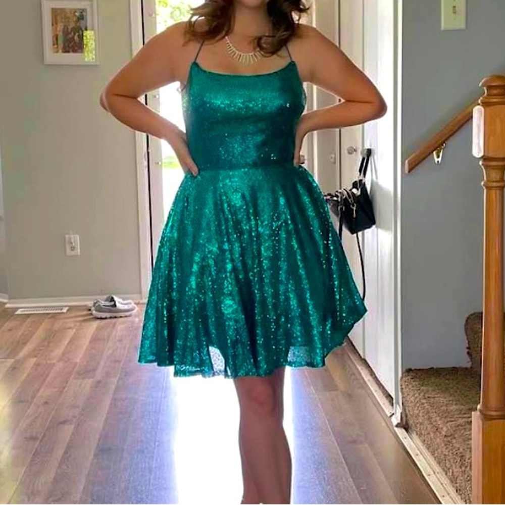 Green sequin dress